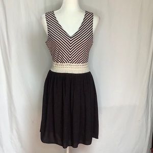 Trixxi Striped Crochet Waist Dress M-L